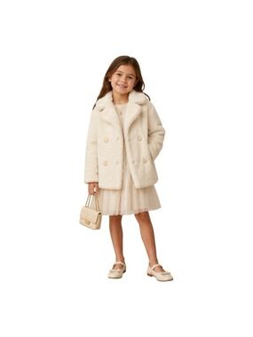 Janie and Jack Ivory Faux Fur Teddy Coat Girls 7 8